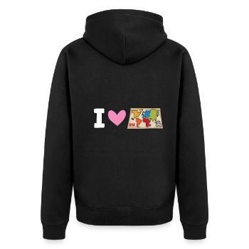 Risiko - I Love, Ich liebe, Herz - Unisex Premium Bio Zip Hoodie - Schwarz - Hinten - Nico (187cm)