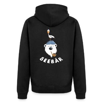 Süßer Seebär - Unisex Premium Bio Zip Hoodie - Schwarz - Hinten - Nico (187cm)