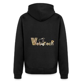 Funny Vet Tech - Unisex Premium Organic Zip Hoodie - black - Back - Nico (187cm)