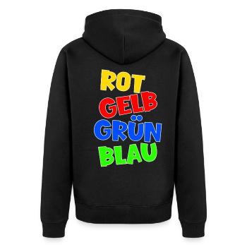 Farbenblind Farben Lehrer Schüler Spaß Schule - Unisex Premium Bio Zip Hoodie - Schwarz - Hinten - Nico (187cm)