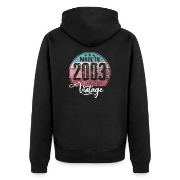Vintage Made in 2003 Year of birth 2003 Birthday - Unisex Premium Organic Zip Hoodie - black - Back - Nico (187cm)