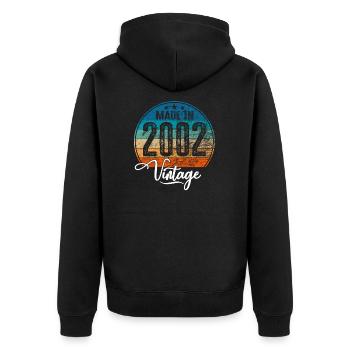 Vintage Made in 2002 Geburtsjahr 2002 Geburtstag - Unisex Premium Bio Zip Hoodie - Schwarz - Hinten - Nico (187cm)