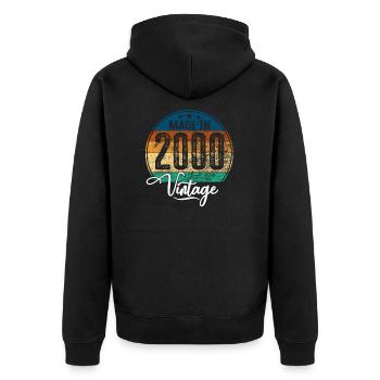 Vintage Fabriqué en 2000 Année de naissance 2000 Anniversaire - Veste à capuche bio Premium Unisexe - noir - Dos - Nico (187cm)