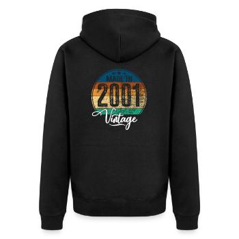 Vintage Fabriqué en 2001 Année de naissance 2001 Anniversaire - Veste à capuche bio Premium Unisexe - noir - Dos - Nico (187cm)