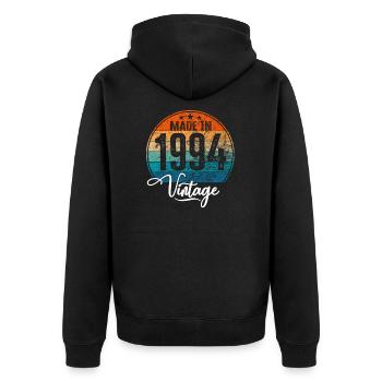Vintage Made in 1994 Geburtsjahr 1994 Geburtstag - Unisex Premium Bio Zip Hoodie - Schwarz - Hinten - Nico (187cm)