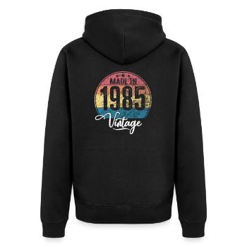 Millésime Fabriqué en 1985 Année de naissance 1985 Anniversaire - Veste à capuche bio Premium Unisexe - noir - Dos - Nico (187cm)
