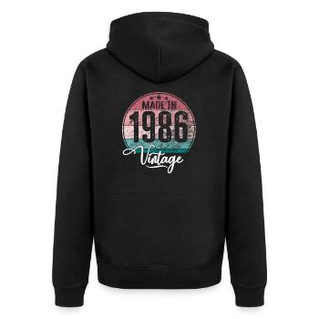 Millésime Fabriqué en 1986 Année de naissance 1986 Anniversaire - Veste à capuche bio Premium Unisexe - noir - Dos - Nico (187cm)