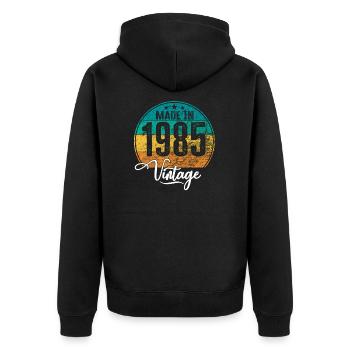 Millésime Fabriqué en 1985 Année de naissance 1985 Anniversaire - Veste à capuche bio Premium Unisexe - noir - Dos - Nico (187cm)