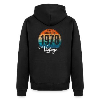 Millésime Fabriqué en 1978 Année de naissance 1978 Anniversaire - Veste à capuche bio Premium Unisexe - noir - Dos - Nico (187cm)