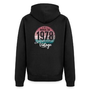 Millésime Fabriqué en 1978 Année de naissance 1978 Anniversaire - Veste à capuche bio Premium Unisexe - noir - Dos - Nico (187cm)