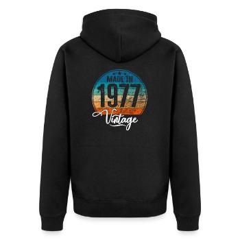 Millésime Fabriqué en 1977 Année de naissance 1977 Anniversaire - Veste à capuche bio Premium Unisexe - noir - Dos - Nico (187cm)