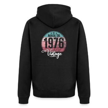 Vintage Made in 1976 Year of birth 1976 Birthday - Unisex Premium Organic Zip Hoodie - black - Back - Nico (187cm)