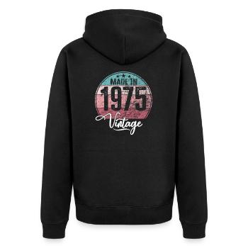 Millésime Fabriqué en 1975 Année de naissance 1975 Anniversaire - Veste à capuche bio Premium Unisexe - noir - Dos - Nico (187cm)