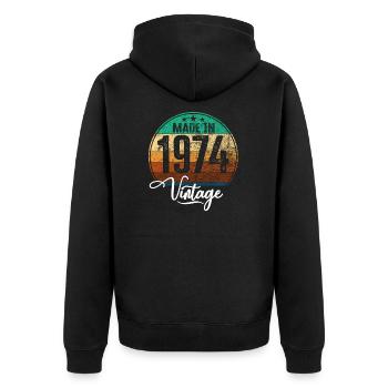 Millésime Fabriqué en 1974 Année de naissance 1974 Anniversaire - Veste à capuche bio Premium Unisexe - noir - Dos - Nico (187cm)