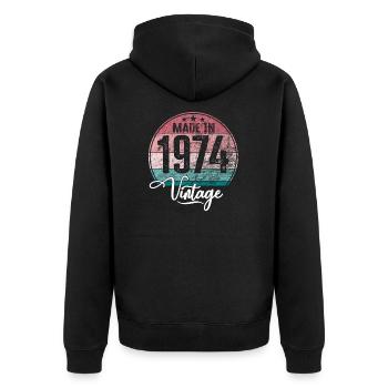 Millésime Fabriqué en 1974 Année de naissance 1974 Anniversaire - Veste à capuche bio Premium Unisexe - noir - Dos - Nico (187cm)