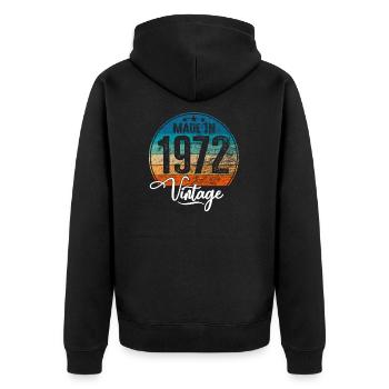 Millésime Fabriqué en 1972 Année de naissance 1972 Anniversaire - Veste à capuche bio Premium Unisexe - noir - Dos - Nico (187cm)