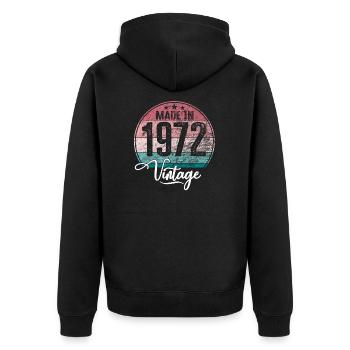 Millésime Fabriqué en 1972 Année de naissance 1972 Anniversaire - Veste à capuche bio Premium Unisexe - noir - Dos - Nico (187cm)