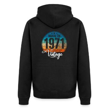 Vintage Made in 1971 Year of birth 1971 Birthday - Unisex Premium Organic Zip Hoodie - black - Back - Nico (187cm)