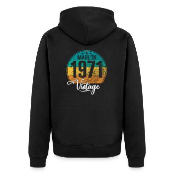 Vintage Made in 1971 Year of birth 1971 Birthday - Unisex Premium Organic Zip Hoodie - black - Back - Nico (187cm)