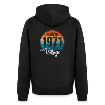 Vintage Made in 1971 Year of birth 1971 Birthday - Unisex Premium Organic Zip Hoodie - black - Back - Nico (187cm)
