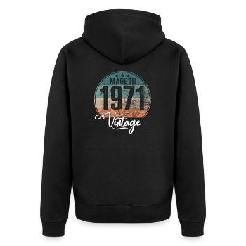 Vintage Made in 1971 Year of birth 1971 Birthday - Unisex Premium Organic Zip Hoodie - black - Back - Nico (187cm)