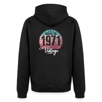 Vintage Made in 1971 Year of birth 1971 Birthday - Unisex Premium Organic Zip Hoodie - black - Back - Nico (187cm)