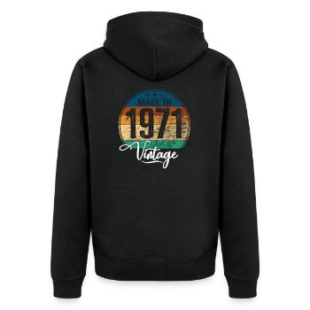 Vintage Made in 1971 Year of birth 1971 Birthday - Unisex Premium Organic Zip Hoodie - black - Back - Nico (187cm)