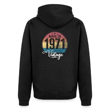 Vintage Made in 1971 Year of birth 1971 Birthday - Unisex Premium Organic Zip Hoodie - black - Back - Nico (187cm)