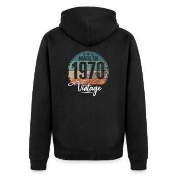 Vintage Made in 1970 Geburtsjahr 1970 Geburtstag - Unisex Premium Bio Zip Hoodie - Schwarz - Hinten - Nico (187cm)
