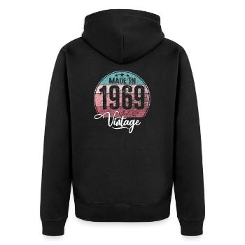 Millésime Fabriqué en 1969 Année de naissance 1969 Anniversaire - Veste à capuche bio Premium Unisexe - noir - Dos - Nico (187cm)
