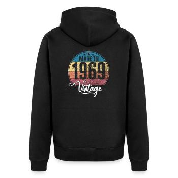 Millésime Fabriqué en 1969 Année de naissance 1969 Anniversaire - Veste à capuche bio Premium Unisexe - noir - Dos - Nico (187cm)