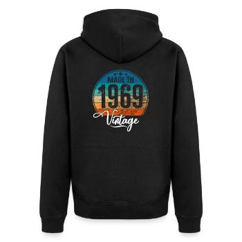 Millésime Fabriqué en 1969 Année de naissance 1969 Anniversaire - Veste à capuche bio Premium Unisexe - noir - Dos - Nico (187cm)