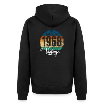 Millésime Fabriqué en 1968 Année de naissance 1968 Anniversaire - Veste à capuche bio Premium Unisexe - noir - Dos - Nico (187cm)