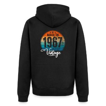 Millésime fabriqué en 1967 Année de naissance 1967 Anniversaire - Veste à capuche bio Premium Unisexe - noir - Dos - Nico (187cm)