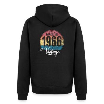 Millésime Fabriqué en 1966 Année de naissance 1966 Anniversaire - Veste à capuche bio Premium Unisexe - noir - Dos - Nico (187cm)