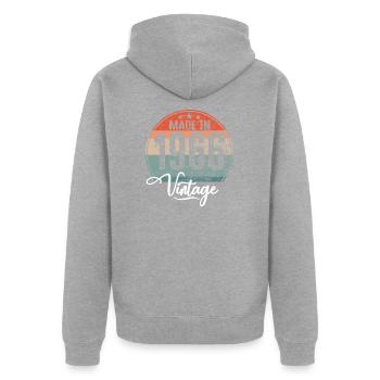 Vintage Made in 1966 Geburtsjahr 1966 Geburtstag - Unisex Premium Bio Zip Hoodie - Grau meliert - Hinten - Nico (187cm)