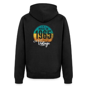Vintage Made in 1965 Geburtsjahr 1965 Geburtstag - Unisex Premium Bio Zip Hoodie - Schwarz - Hinten - Nico (187cm)