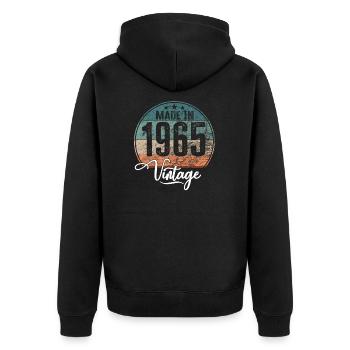 Vintage Made in 1965 Geburtsjahr 1965 Geburtstag - Unisex Premium Bio Zip Hoodie - Schwarz - Hinten - Nico (187cm)