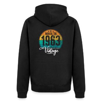 Vintage Made in 1963 Geburtsjahr 1963 Geburtstag - Unisex Premium Bio Zip Hoodie - Schwarz - Hinten - Nico (187cm)