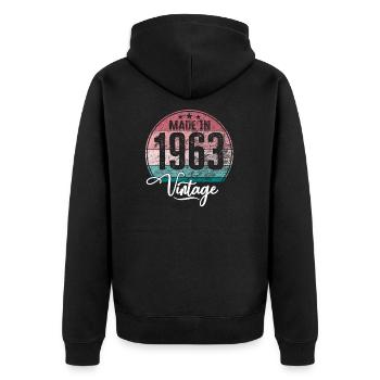 Vintage Made in 1963 Geburtsjahr 1963 Geburtstag - Unisex Premium Bio Zip Hoodie - Schwarz - Hinten - Nico (187cm)