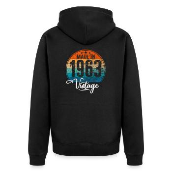 Vintage Made in 1963 Geburtsjahr 1963 Geburtstag - Unisex Premium Bio Zip Hoodie - Schwarz - Hinten - Nico (187cm)