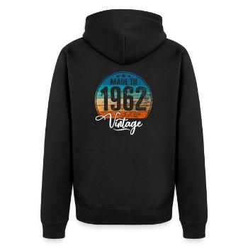 Vintage Made in 1962 Geburtsjahr 1962 Geburtstag - Unisex Premium Bio Zip Hoodie - Schwarz - Hinten - Nico (187cm)