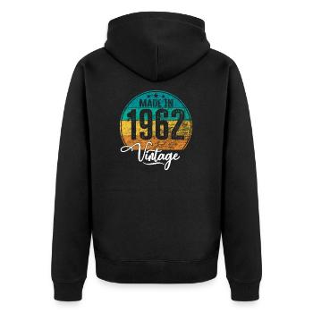 Vintage Made in 1962 Geburtsjahr 1962 Geburtstag - Unisex Premium Bio Zip Hoodie - Schwarz - Hinten - Nico (187cm)