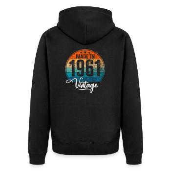 Millésime fabriqué en 1961 Année de naissance 1961 Anniversaire - Veste à capuche bio Premium Unisexe - noir - Dos - Nico (187cm)