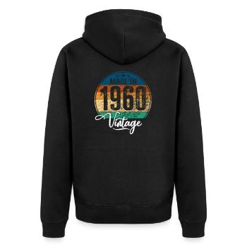 Vintage Made in 1960 Geburtsjahr 1960 Geburtstag - Unisex Premium Bio Zip Hoodie - Schwarz - Hinten - Nico (187cm)