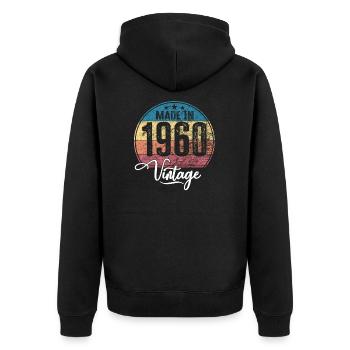 Vintage Made in 1960 Geburtsjahr 1960 Geburtstag - Unisex Premium Bio Zip Hoodie - Schwarz - Hinten - Nico (187cm)