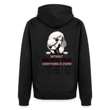 Ohne Bedlington Terrier ist alles doof - Unisex Premium Bio Zip Hoodie - Schwarz - Hinten - Nico (187cm)