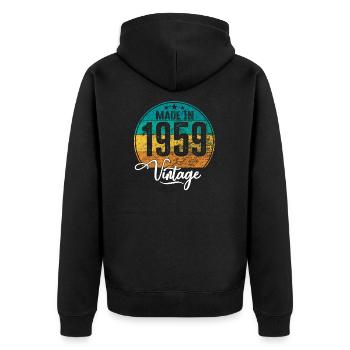 Millésime Fabriqué en 1959 Année de naissance 1959 Anniversaire - Veste à capuche bio Premium Unisexe - noir - Dos - Nico (187cm)