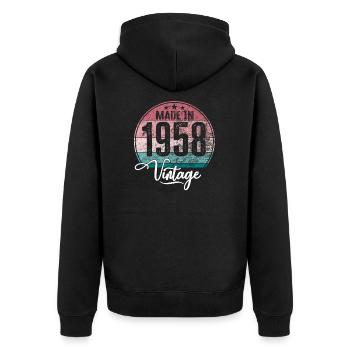 Vintage Made in 1958 Geburtsjahr 1958 Geburtstag - Unisex Premium Bio Zip Hoodie - Schwarz - Hinten - Nico (187cm)