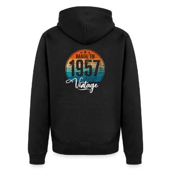 Millésime Fabriqué en 1957 Année de naissance 1957 Anniversaire - Veste à capuche bio Premium Unisexe - noir - Dos - Nico (187cm)